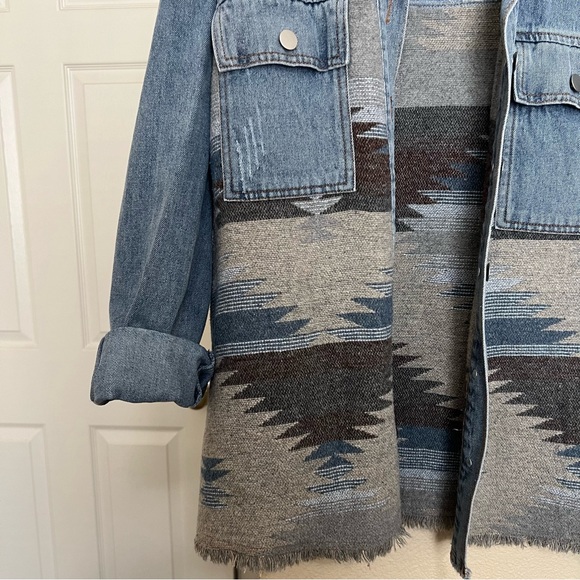 Denim and Patterned Jacket - Picture 2 of 8